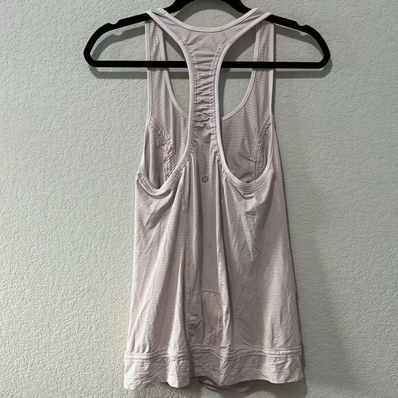 LULULEMON Just Wanna Run Tank, Pink/Grey Stripe, Size 6 - Picture 6 of 11